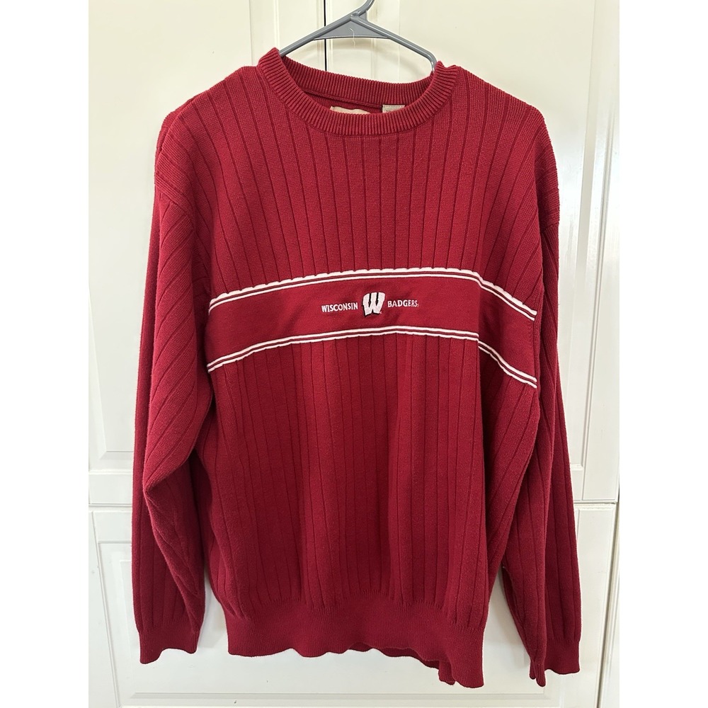 Vintage University Wisconsin Badgers Sweater Mens XXL Red Small Blemish